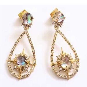 Alexis Bittar Gold Crystal Teardrop Earrings